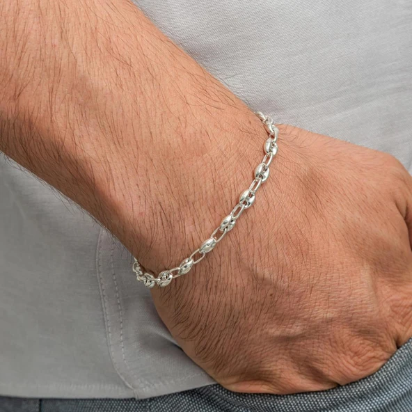 Gemici Halat 925 Ayar Gümüş Erkek Bileklik Künye - Resim 5