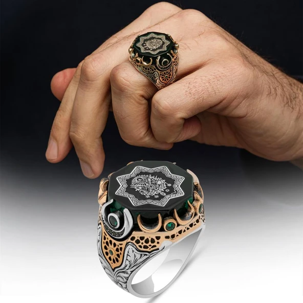 Osmanlı Devleti Armalı 925 Ayar Erkek Gümüş Yüzük ürün görseli