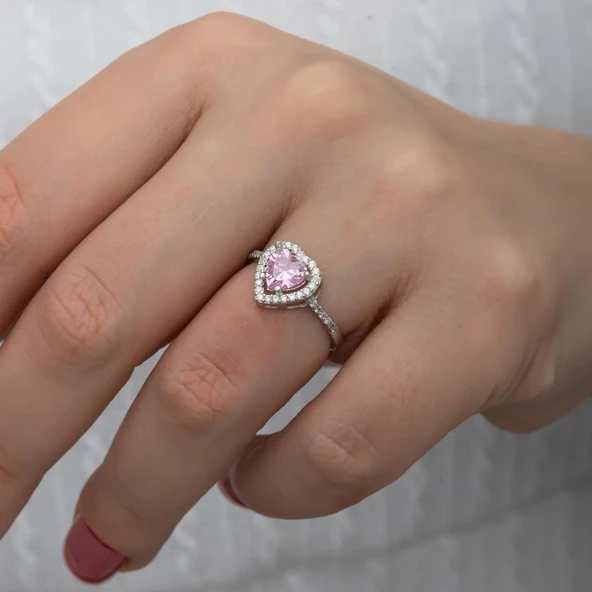 Kalpli Pembe Taşlı Gümüş Bayan Takı Seti - 7