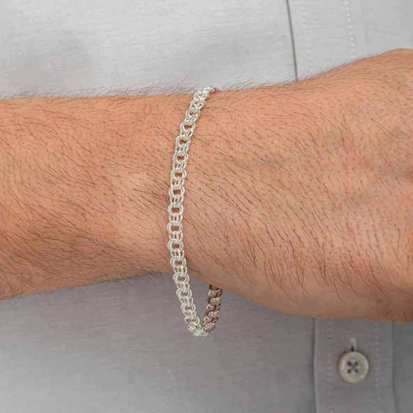 Garibaldi Modeli 925 Ayar Gümüş Erkek Bileklik Künye - 4