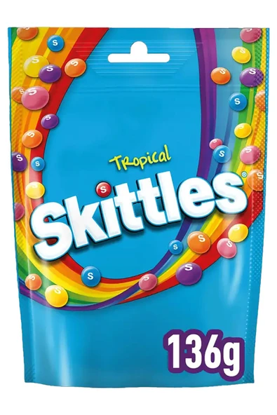 Skittles Tropical Meyve Aromalı Draje Şekerleme 136GR
