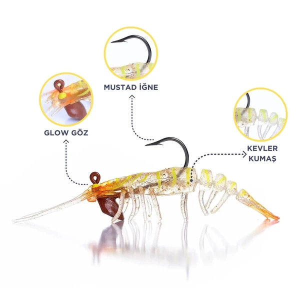 Caretta Sakura Shrimp 7.6cm 6.5gr Silikon Karides Yem  E 026