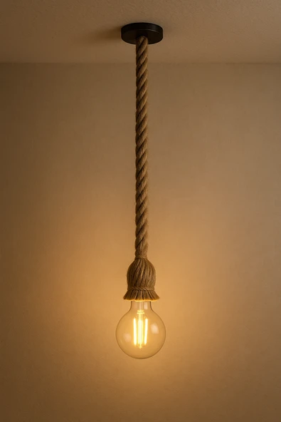 Dekoratif Halatlı Asma Tavan Lambası LED G95 Glop Ampul Sıcak Beyaz E27 Duy 6W Dekoratif Işık - 2