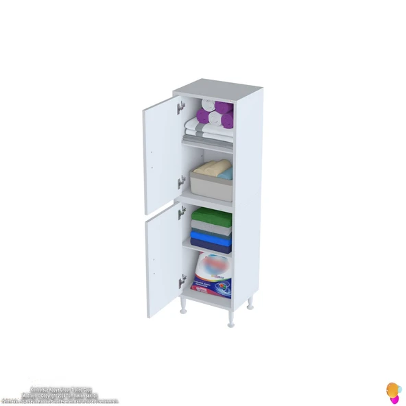 Modilayn İLKİM 50x138x32,5 cm Ekstra Düzen İçin Kullanışlı 4 Kapak 4 Bölmeli Banyo Mutfak Dolabı - Resim 5