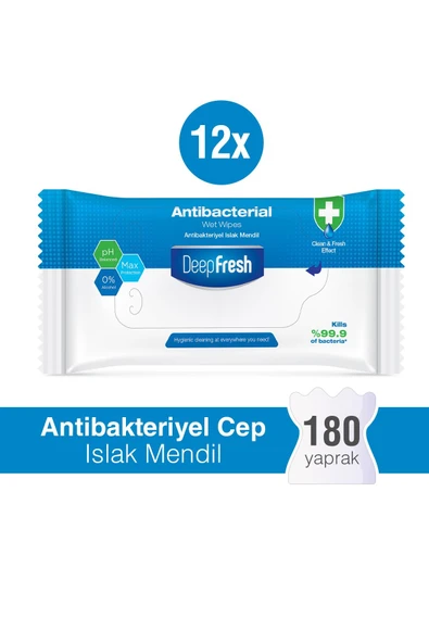 Antibakteriyel Islak Cep Mendili 12 x 15 Yaprak