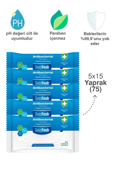 Antibakteriyel Islak Cep Mendili 5 X 15 Yaprak - 3