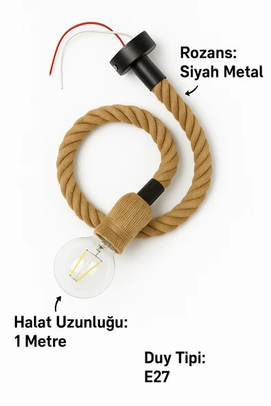 Dekoratif Halatlı Asma Tavan Lambası LED G95 Glop Ampul Sıcak Beyaz E27 Duy 6W Dekoratif Işık - 5