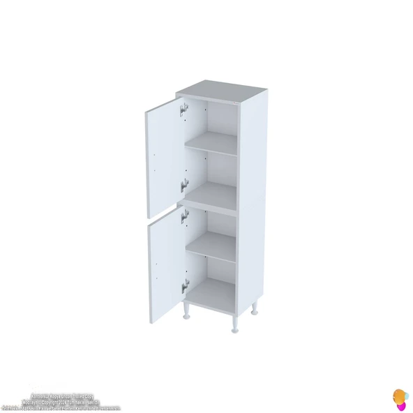 Modilayn İLKİM 50x138x32,5 cm Ekstra Düzen İçin Kullanışlı 4 Kapak 4 Bölmeli Banyo Mutfak Dolabı - Resim 7