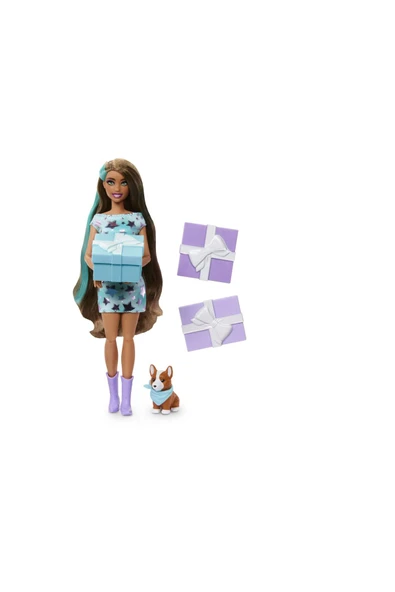 Barbie Parti Paketi™ Köpeğimin Doğum Günü Serisi - Mavi Elbiseli Bebek ve Aksesuarlar