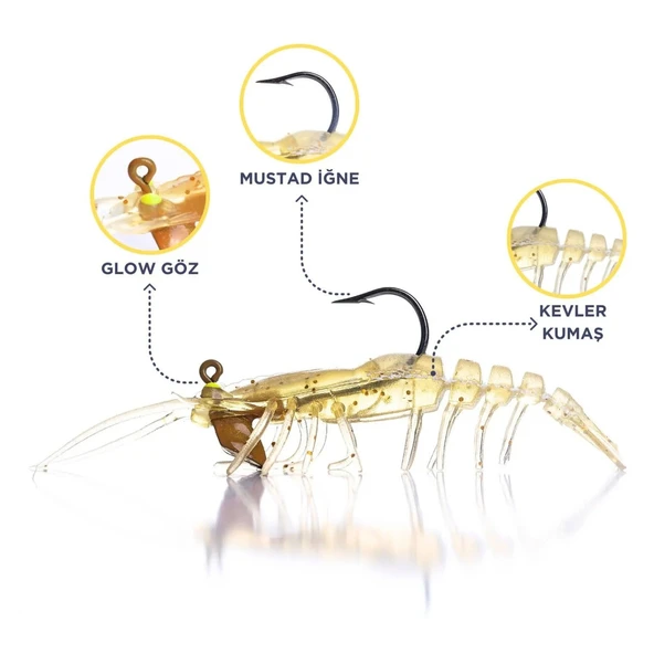 Caretta Sakura Shrimp 7.6cm 6.5gr Silikon Karides Yem  E 001 ürün görseli