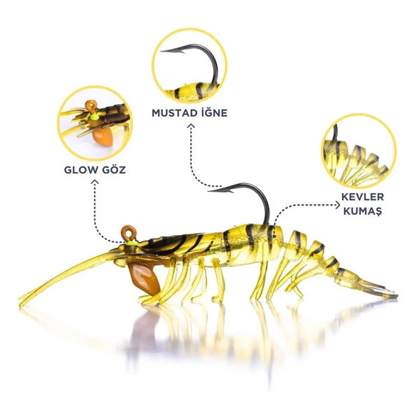 Caretta Sakura Shrimp 7.6cm 6.5gr Silikon Karides Yem  E 005 ürün görseli