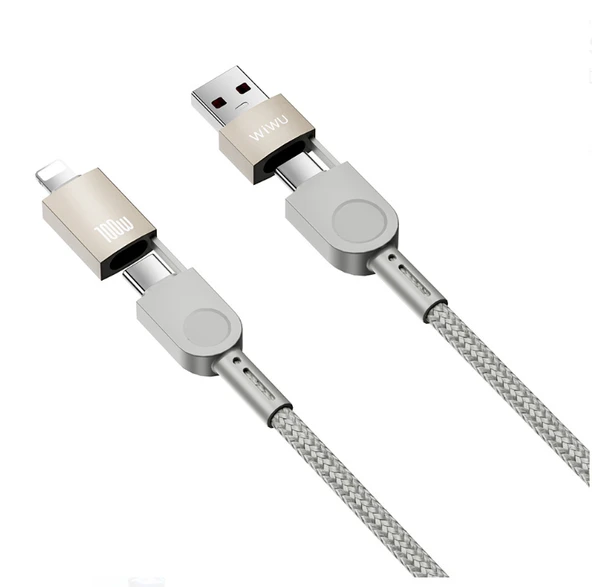 4in1 Raptor Serisi Çoklu USB-A + Type-C to Type-C + Lightning Şarj ve Data Kablosu 100W 120cm - 2