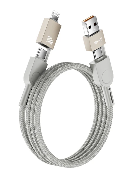 4in1 Raptor Serisi Çoklu USB-A + Type-C to Type-C + Lightning Şarj ve Data Kablosu 100W 120cm - 3