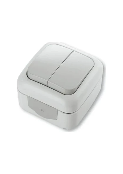 IP44 Sıva Üstü İkili Komitatör Anahtar Nemli Ortamlar İçin Suya Dayanıklı - 2