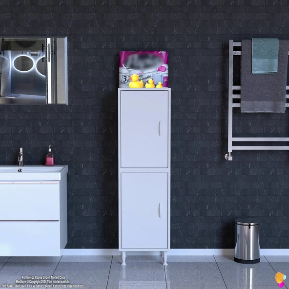 Modilayn İLKİM 45x138x32,5 cm Ekstra Düzen İçin Kullanışlı 4 Kapak 4 Bölmeli Banyo Mutfak Dolabı - 3