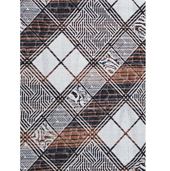 Polo Life Savan 4m2 Pamuklu Lastiksiz Halı Ört, Çok Amaçlı, Piknik Ört (170x245)-Kareli Kahve - 2