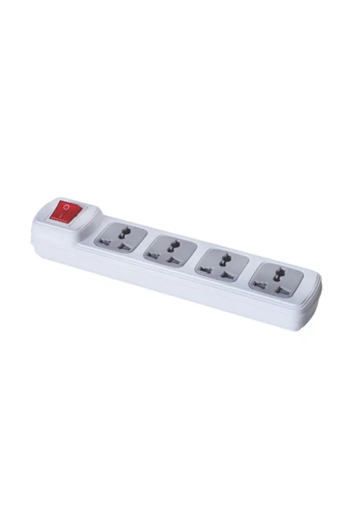 F194A 4'lü Anahtarlı Universal Grup Priz 2 Metre Güvenli Priz Kullanımı