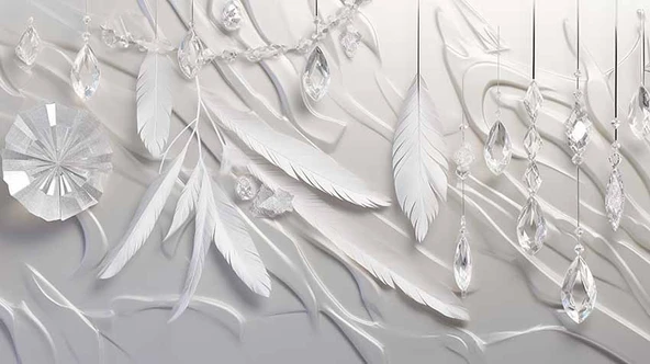 3 Boyutlu Tüy Elmas Temalı Duvar Kağıdı Baskı - Resim 7