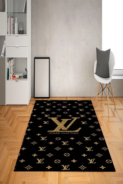 Kaymaz Taban Yıkanabilir Dekoratif Modern Desenli Dot Taban Halı Siyah 40 X 60