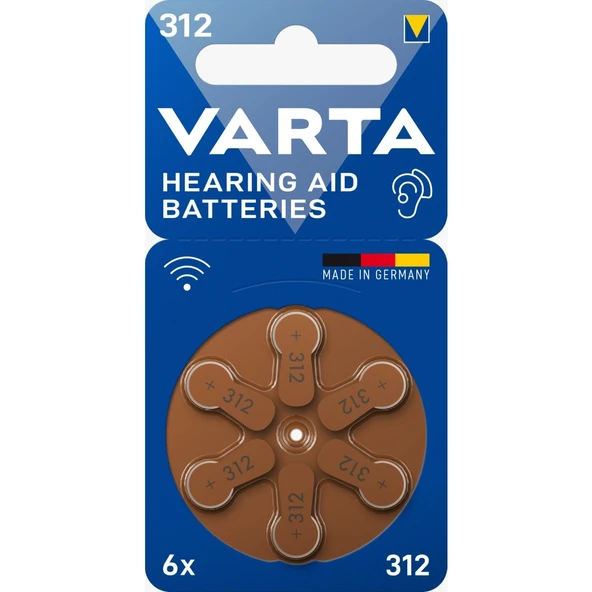 Varta 312 İşitme Cihazı Pili – 1.45V Çinko Hava – Cıvasız – Orijinal Almanya Üretimi