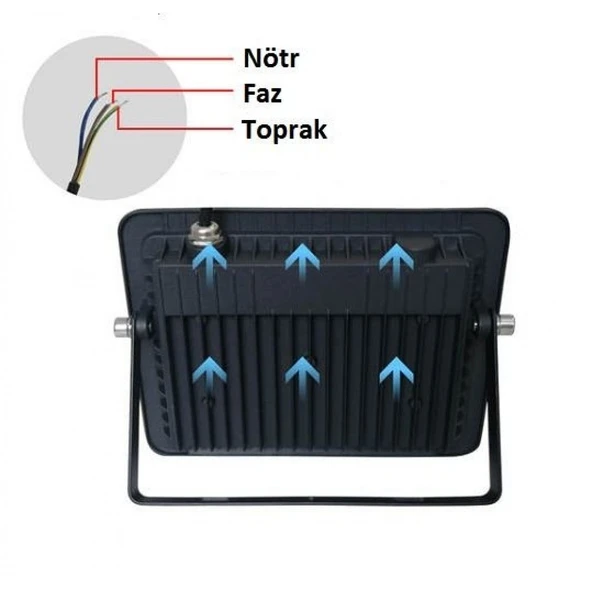 Slim Kasa LED Dış Mekan 200W Siyah Projektör 6500K 14200LM Yüksek Verimli Beyaz Işık - 4