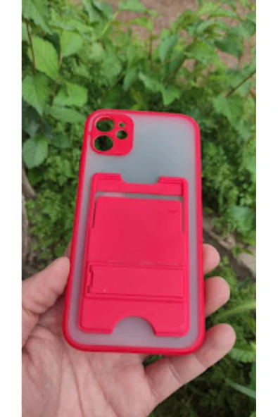 İPHONE 11 Uyumlu  RENKLI DARBE KORUMALI STANDLI KARTVIZITLI KILIF