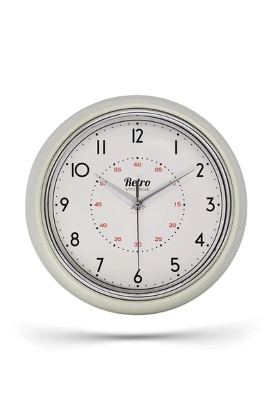 New-Max Premium Serisi Retro Tasarım Metal Kadranlı Bombeli Cam Özellikli 25 cm Ev ve Ofis Saati Beyaz