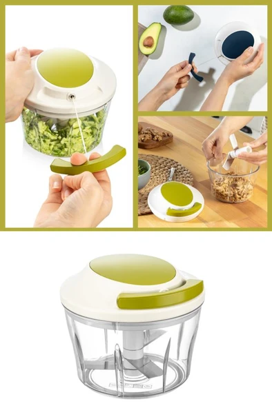 Flora İpli El Rondosu, Paslanmaz Çelik Bıçaklı El Robotu Sebze Meyve Kuruyemiş Doğrayıcı 700 ml - 13