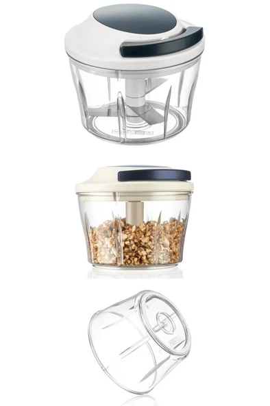 Flora İpli El Rondosu, Paslanmaz Çelik Bıçaklı El Robotu Sebze Meyve Kuruyemiş Doğrayıcı 700 ml - 8