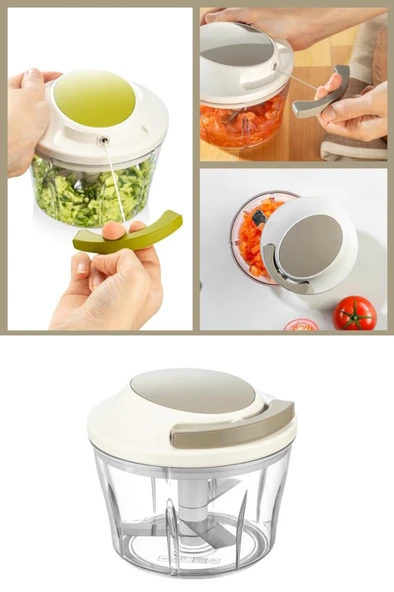 Flora İpli El Rondosu, Paslanmaz Çelik Bıçaklı El Robotu Sebze Meyve Kuruyemiş Doğrayıcı 700 ml - 10