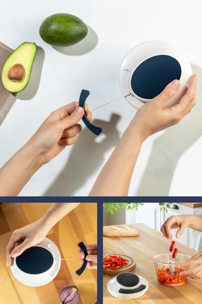 Flora İpli El Rondosu, Paslanmaz Çelik Bıçaklı El Robotu Sebze Meyve Kuruyemiş Doğrayıcı 700 ml - 9