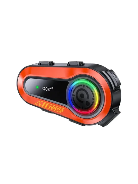 LEEWAYS Q08 2X 1000m Telsiz Mesafeli Özellikli 2 Kişi Bağlantılı Bluetooth Kask Kulaklık Ekranlı Fenerli Interkom