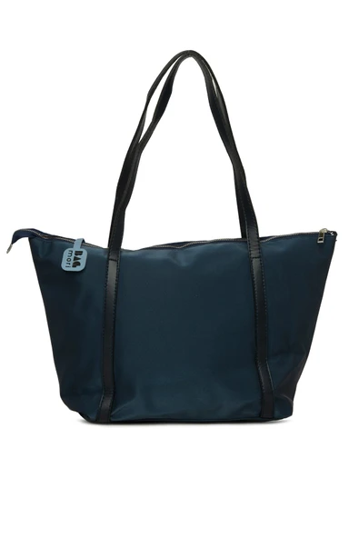 Bagmori Lacivert Renkli Püskül Detaylı Saten Tote Çanta - Resim 3