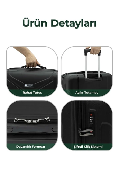 Petra Lüx 2'li Abs Valiz Seti Orta & Küçük - Siyah - 4