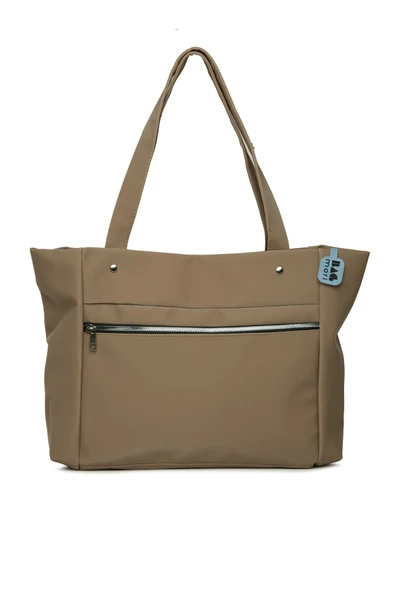 Bagmori Vizon Büyük Yan Fermuarlı Saten Tote Çanta ürün görseli