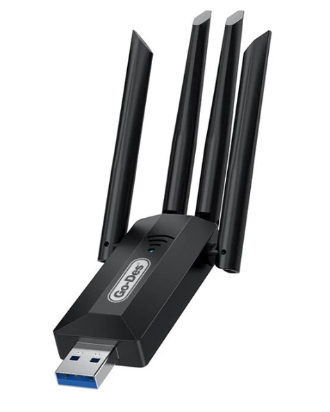 Go Des GD-BT318 Çift Bantlı 1200m 300Mbps 4 Antenli Kablosuz İnternet Sağlayıcı USB WiFi Adaptör