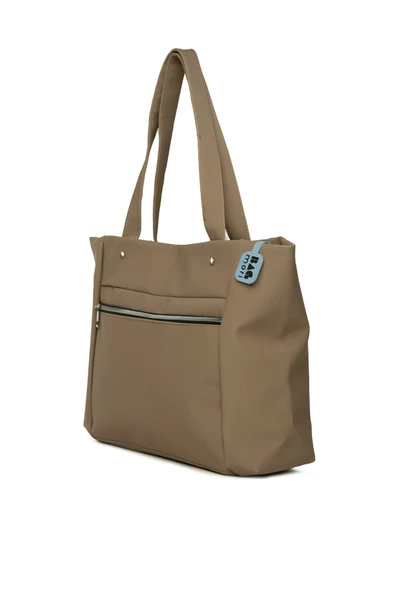 Bagmori Vizon Büyük Yan Fermuarlı Saten Tote Çanta - Resim 2