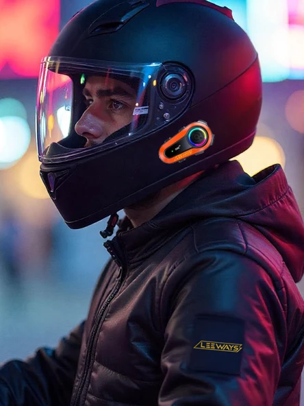 2 ADET Q08 2X 1000m Telsiz Mesafeli Özellikli 2 Kişi Bağlantılı Bluetooth Kask Kulaklık Ekranlı Fenerli Interkom - 8