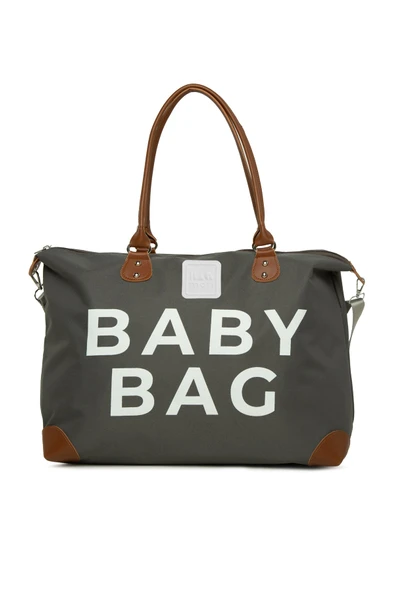 Bagmori Gri Baby Bag Baskılı Garnili Anne Bebek Çantası