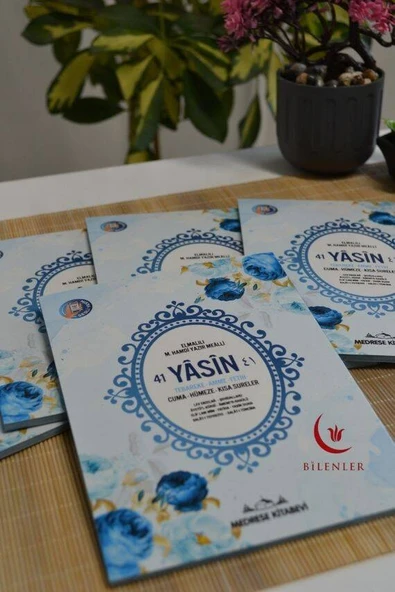 Mevlit Hediyeliği 41 Yasin Bilgisayar Hatlı Türkçe Okunuş Mealli ve Sesli 5 Adet Mavi - Resim 2