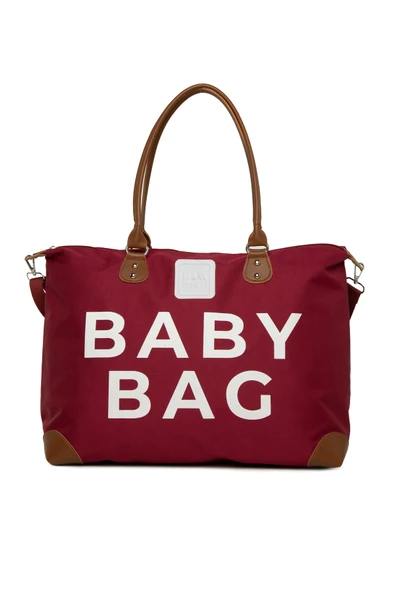 Bagmori Bordo Baby Bag Baskılı Garnili Anne Bebek Çantası