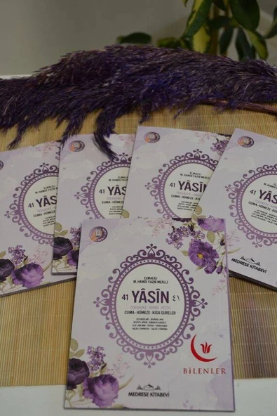 Mevlit Hediyeliği 41 Yasin Bilgisayar Hatlı Türkçe Okunuş Mealli ve Sesli 5 Adet Mor