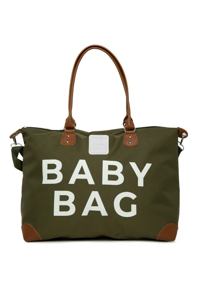 Bagmori Haki Baby Bag Baskılı Garnili Anne Bebek Çantası