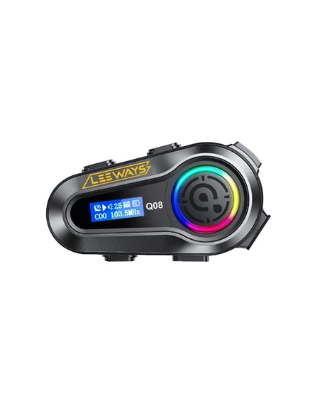 LEEWAYS Q08 5.3 Uyumlu Motosiklet Kask Kulaklık Intercom Işıklı Motorsiklet Interkom