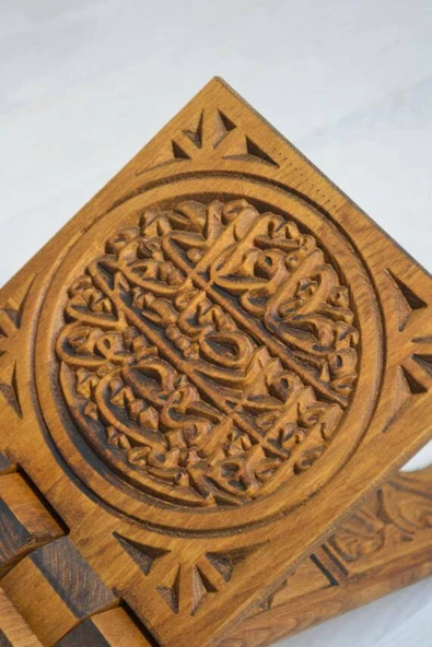 Kur’an-ı Kerim Rahlesi Selçuklu Desenli Model 2– Büyük Boy (18X65cm) Oyma İşçilikli - Resim 3