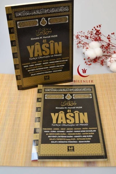 Türkçe Okunuşlu ve Mealli Fihristli 41 Yasin Dua Kitabı Orta Boy Siyah