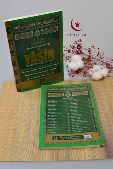 Türkçe Okunuşlu ve Mealli Fihristli 41 Yasin Dua Kitabı Orta Boy Yeşil - Resim 2