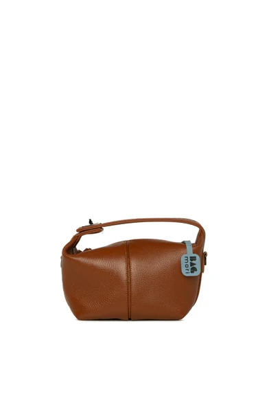 Bagmori Taba Gerçek Deri Mini Oval Çanta