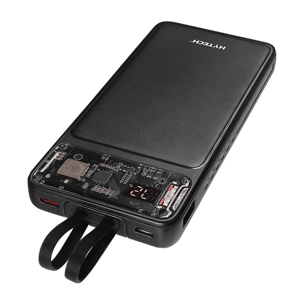 Hytech H120 10000mAh QC3.0 PD20W LCD Şeffaf 18W Siyah Taşınabilir Powerbank - 2