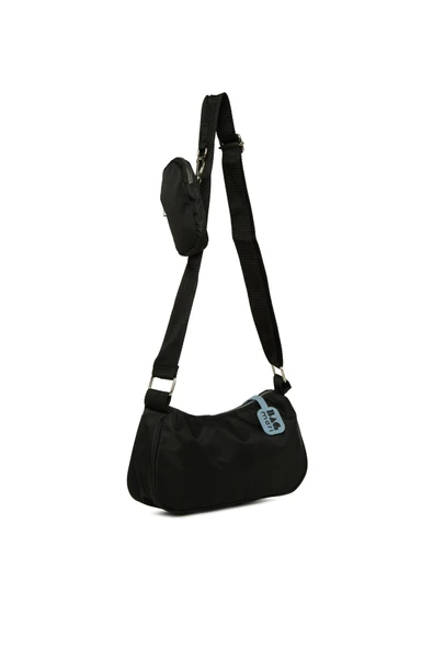 Bagmori Siyah Cüzdanlı Saten Baget - Resim 2